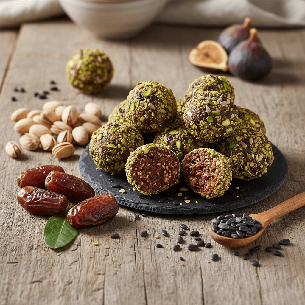 Glutensiz Enerji Topları: Ay Çekirdekli ve Antep Fıstıklı Atıştırmalık Tarifi