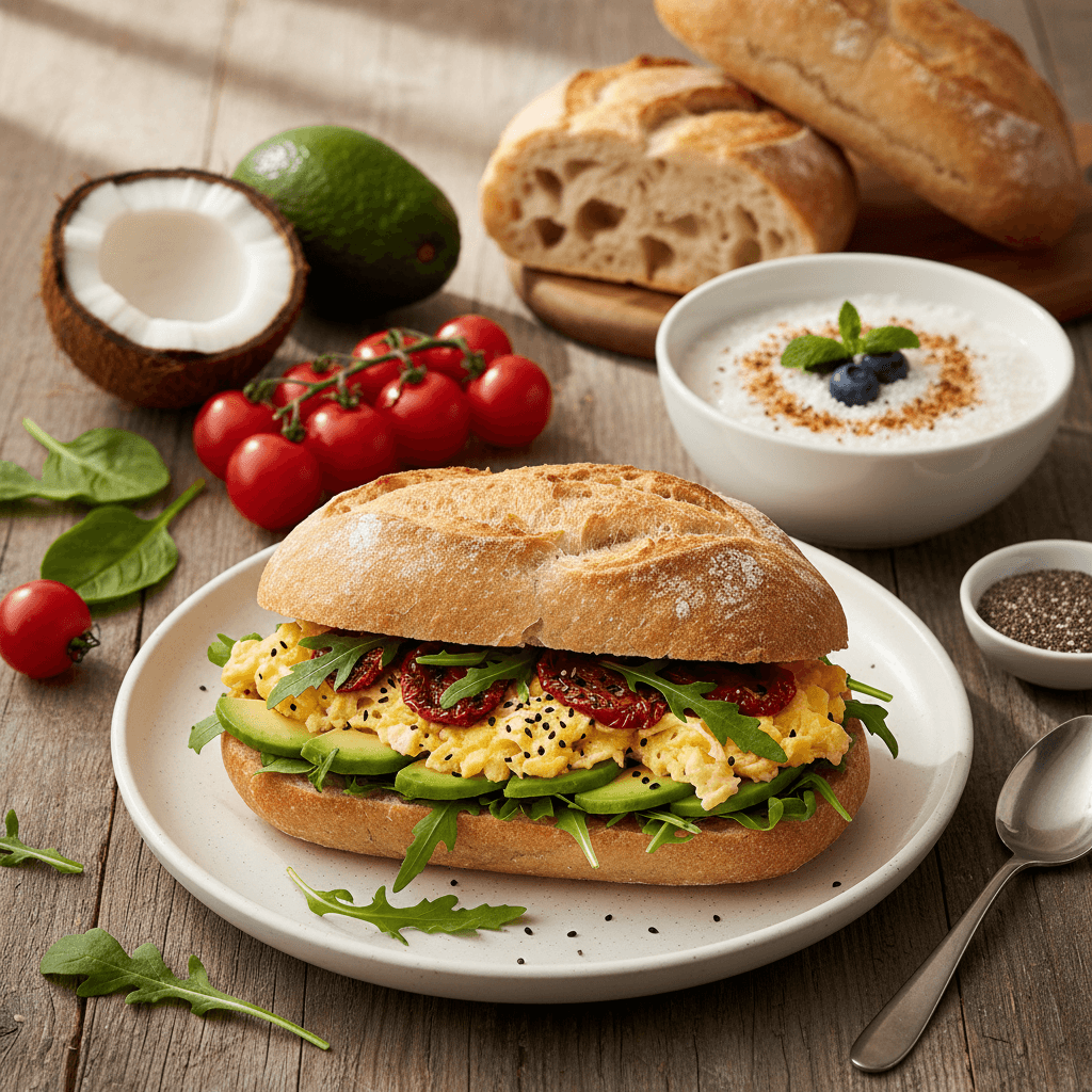 Ciabatta Ekmeğiyle Sabah Sandviçi ve Yanında Hindistan Cevizli Mola Nasıl Hazırlanır?