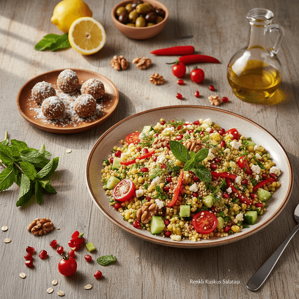 Renkli Kuskus Salatası ve Pratik Tatlı: Doğal Bir Öğün Fikri