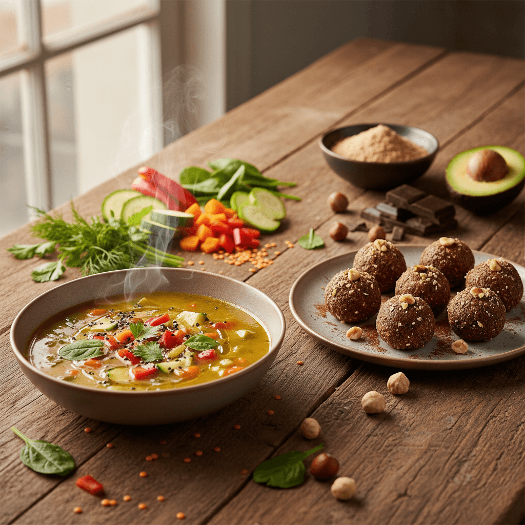 Pratik Glutensiz Menü: Sebze Çorbası ve Fındıklı Çikolata Sofrası