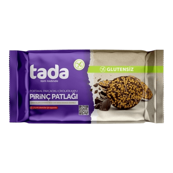 Tada Portakal Kabuğu Parçacıklı Çikolata Kaplı Pirinç Patlağı 84 gr