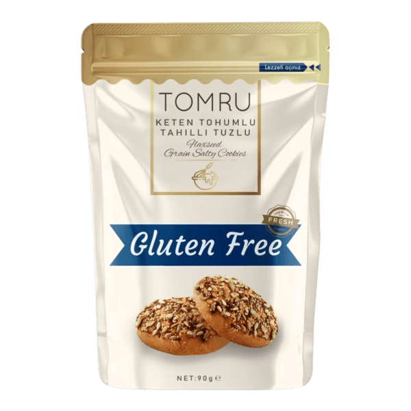 Tomru Glutensiz Keten Tohumlu Tahıllı Tuzlu Kurabiye 90gr