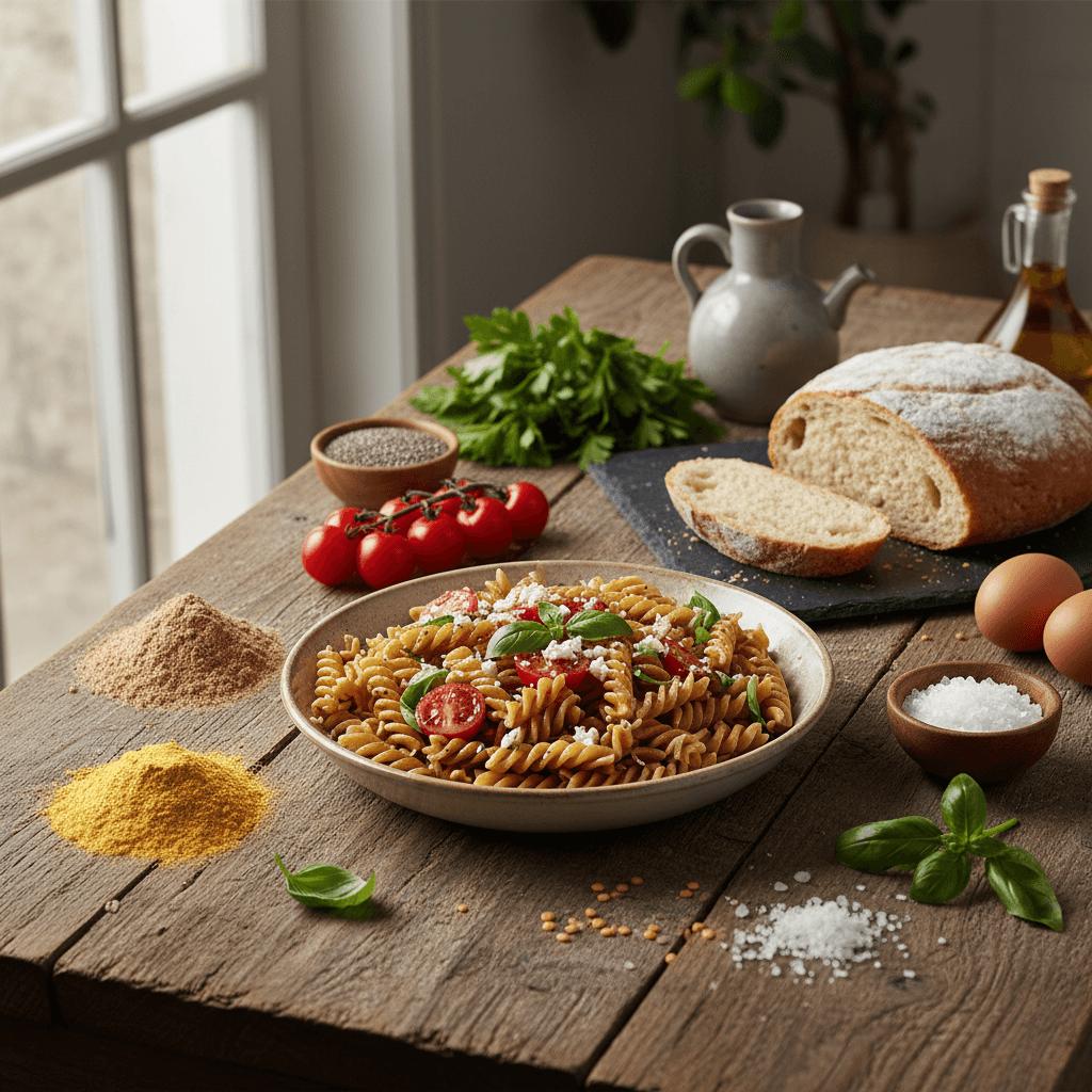 Glutensiz Mutfakta Pratik İkili: Ev Yapımı Ekmek ve Fusilli Makarna