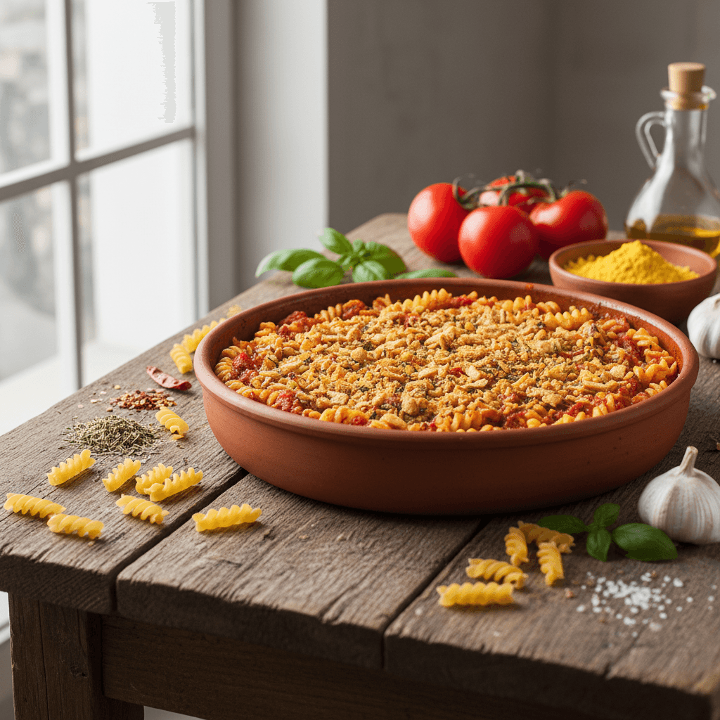 Glutensiz Burgu Makarnayla Pratik Cipsli Fırın Tabağı
