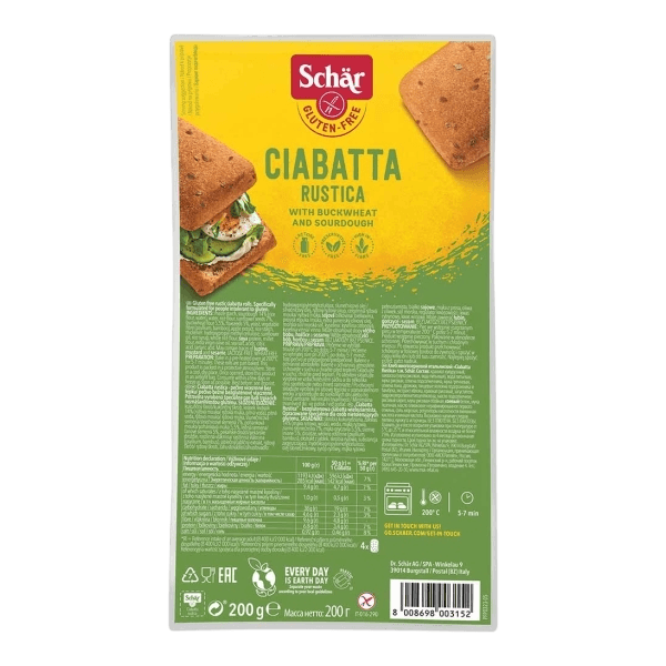 Schar Ciabatta Rustica Glutensiz Esmer Ekmek 200 gr