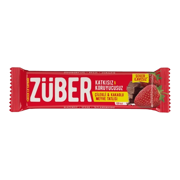 Züber Glutensiz Vegan Çilekli Ve Kakaolu Meyve Tatlısı 40 gr
