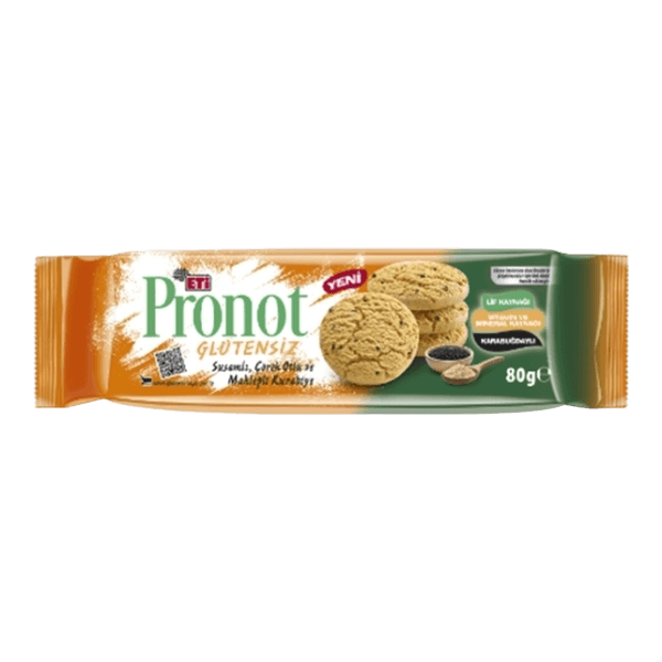 Eti Pronot Glutensiz Susamlı Çörekotlu ve Mahlepli Kurabiye 80 gr