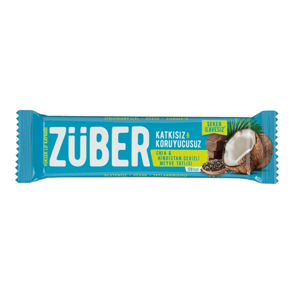 Züber Glutensiz Vegan Chia ve Hindistan Cevizli Meyve Tatlısı 40 gr