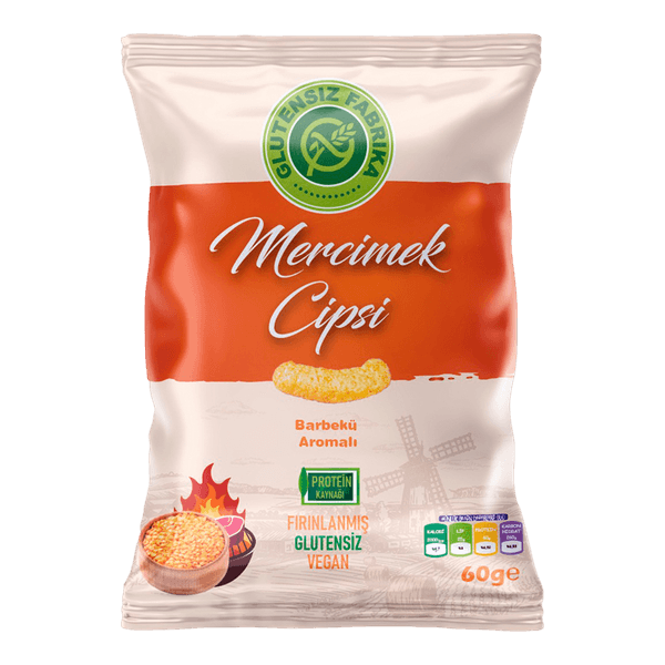 Glutensiz Fabrika Barbekü Aromalı Mercimek Cipsi 60 gr