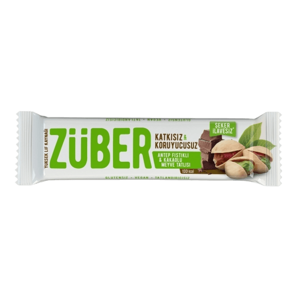 Züber Glutensiz Vegan Antep Fıstık ve Kakaolu Meyve Tatlısı 40 gr