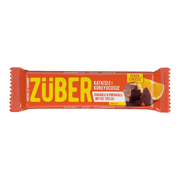 Züber Glutensiz Vegan Kakaolu ve Portakallı Meyve Tatlısı 40 gr