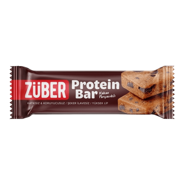 Züber Glutensiz Kakao Parçacıklı Protein Bar 35 gr