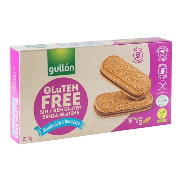 Gullon Glutensiz Çikolata Aroma Dolgulu Sandviç Bisküvi 225 gr