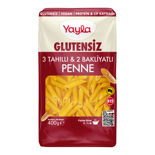 Yayla Glutensiz 3 Tahıllı Ve 2 Bakliyatlı Penne Makarna 400 gr