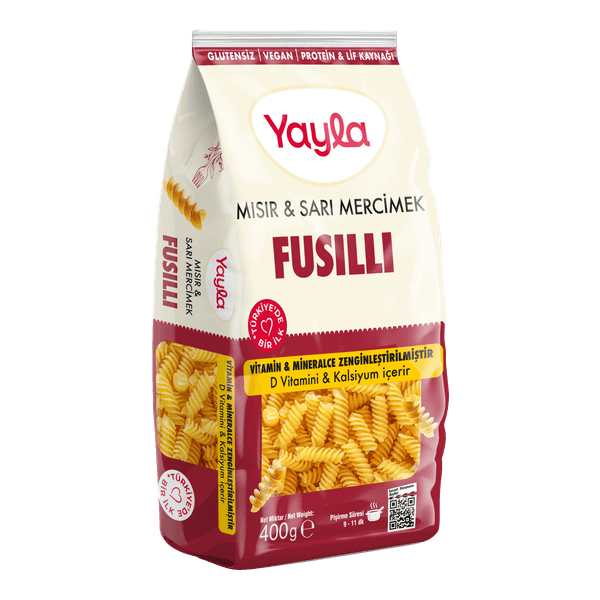 Yayla Glutensiz Mısır Ve Sarı Mercimek Fusulli Makarna 400 gr