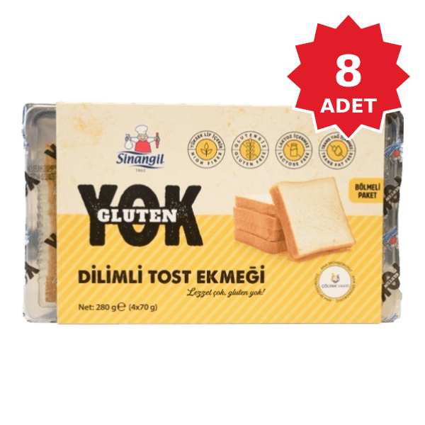 8 Adet Sinangil Gluten Yok Dilimli Tost Ekmeği 280 gr