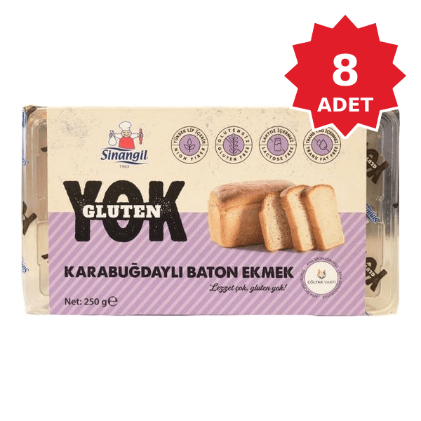 8 Adet Sinangil Gluten Yok Karabuğdaylı Baton Ekmek 250 gr
