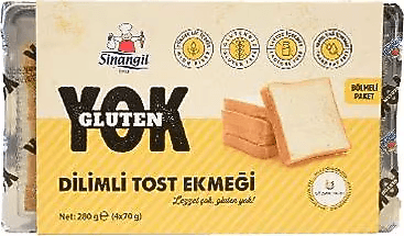 Sinangil Gluten Yok Dilimli Tost Ekmeği 280 gr