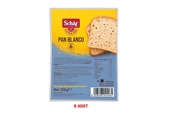 - 8 Adet Schar Pan Blanco Dilimli Ekmek 250 Gr - Doğa Evinizde